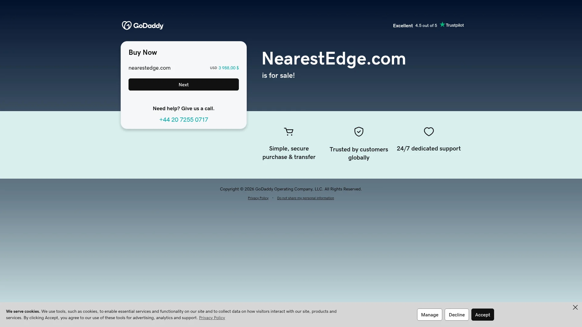 Screenshot of nearestedge.com captured at the last scan