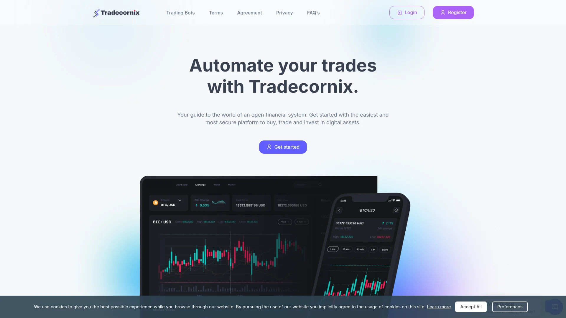 Screenshot of tradecornix.com captured at the last scan