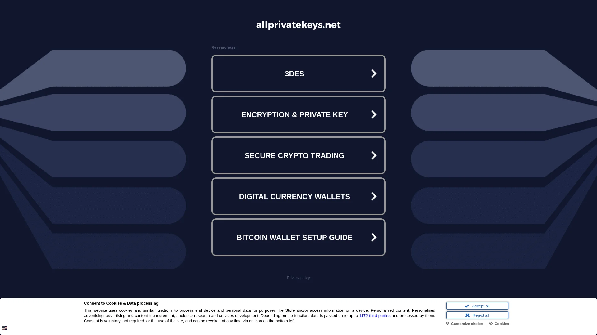 Screenshot of allprivatekeys.net captured at the last scan