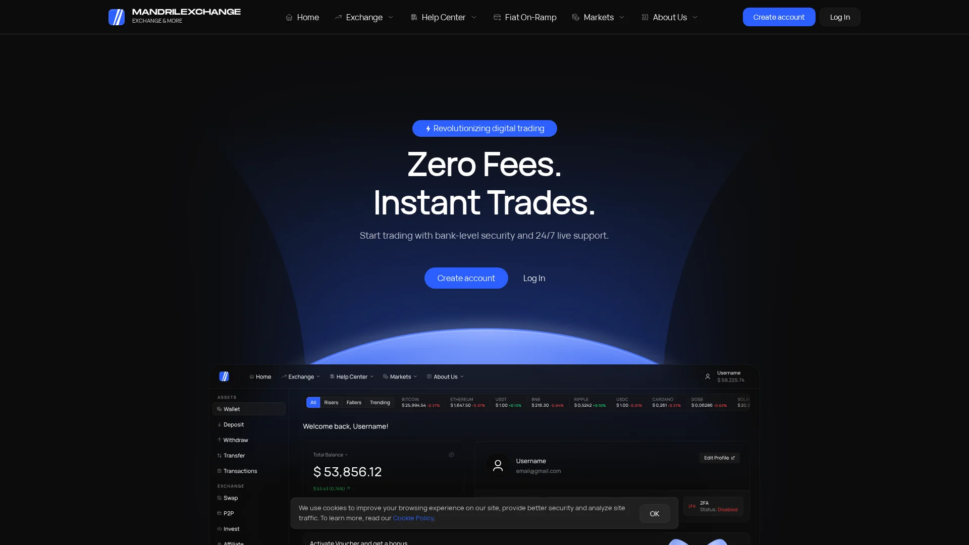Screenshot of mandrilexchange.com captured at the last scan