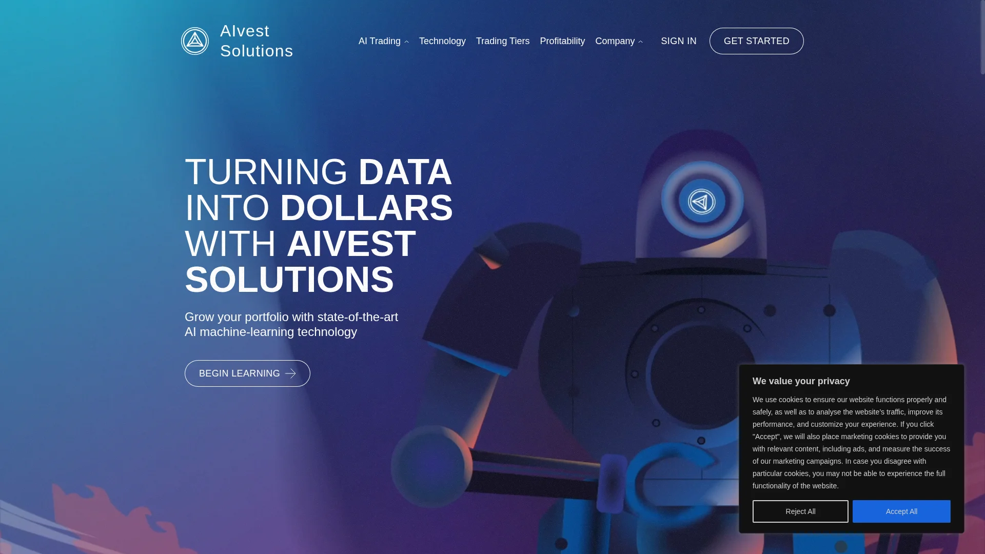 Screenshot of aivestsolutions.com captured at the last scan