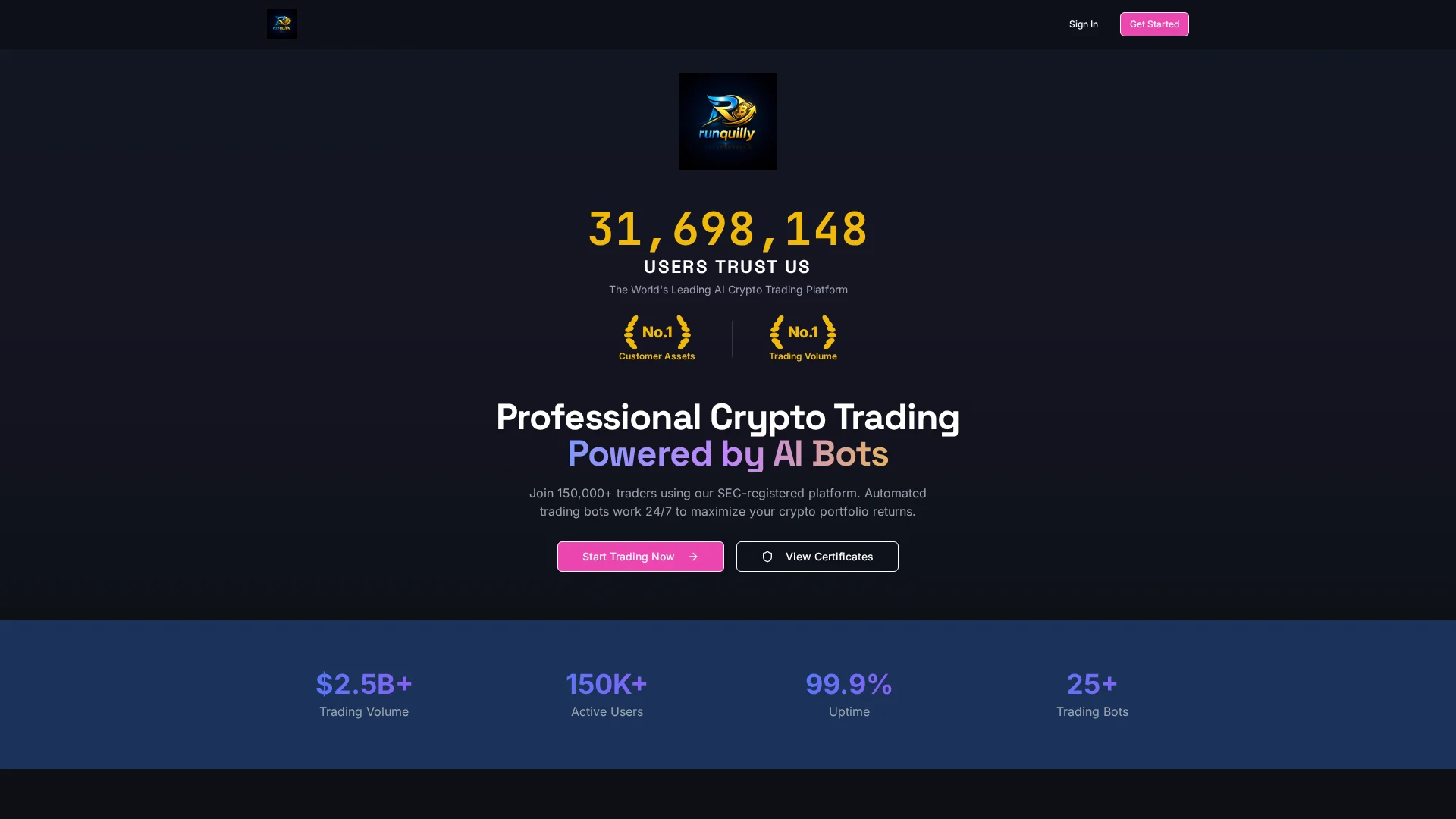 Screenshot of runquilly.com captured at the last scan