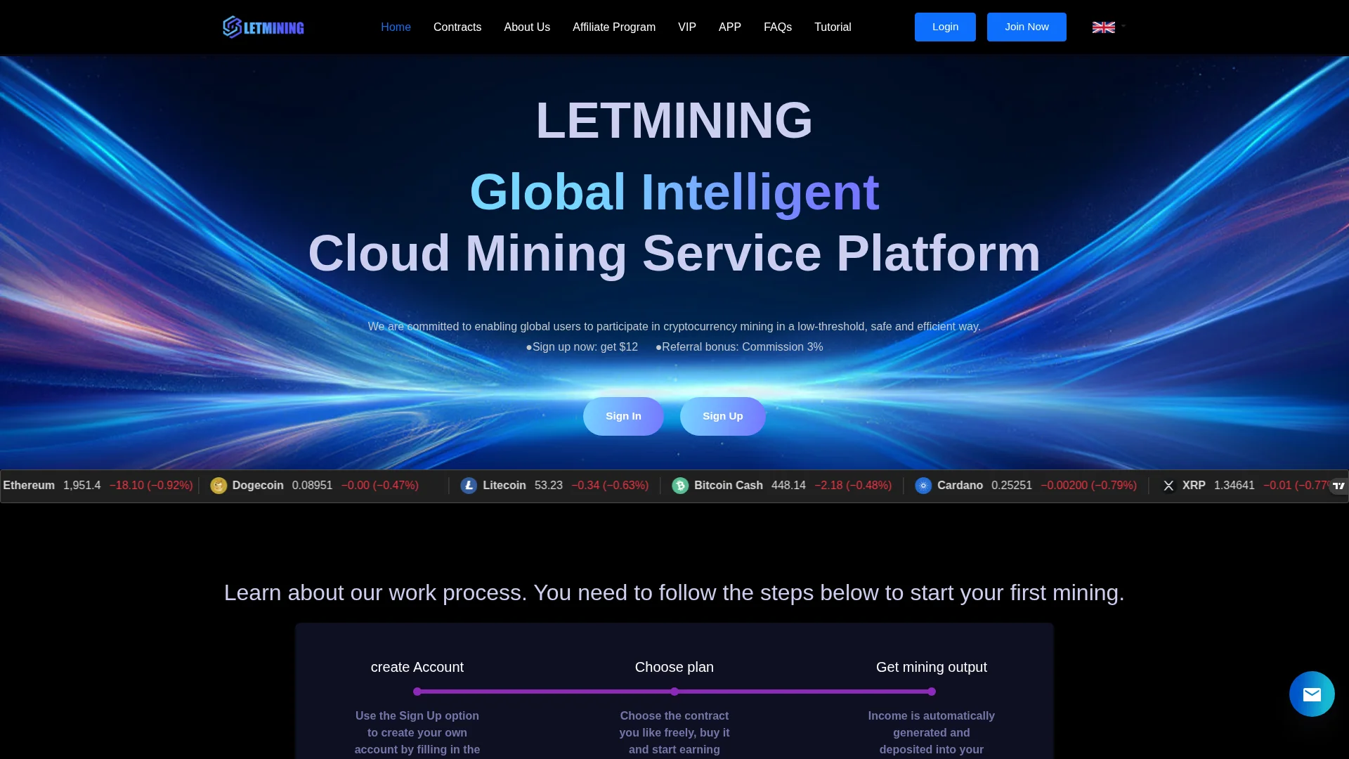 Screenshot of letmining.com captured at the last scan