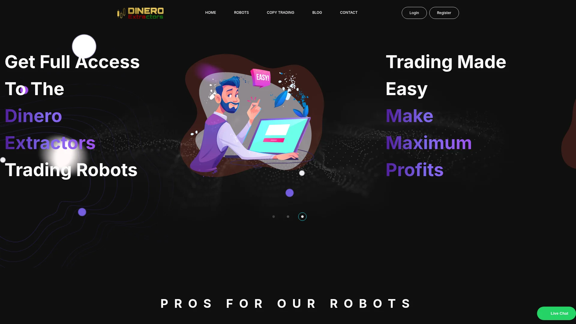 Screenshot of dineroextractors.com captured at the last scan