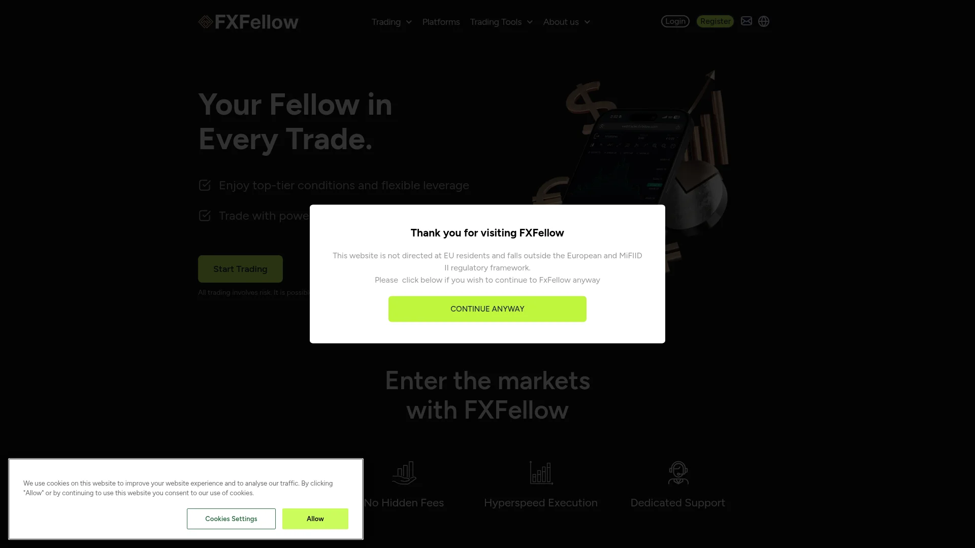 Screenshot of fxfellow.com captured at the last scan