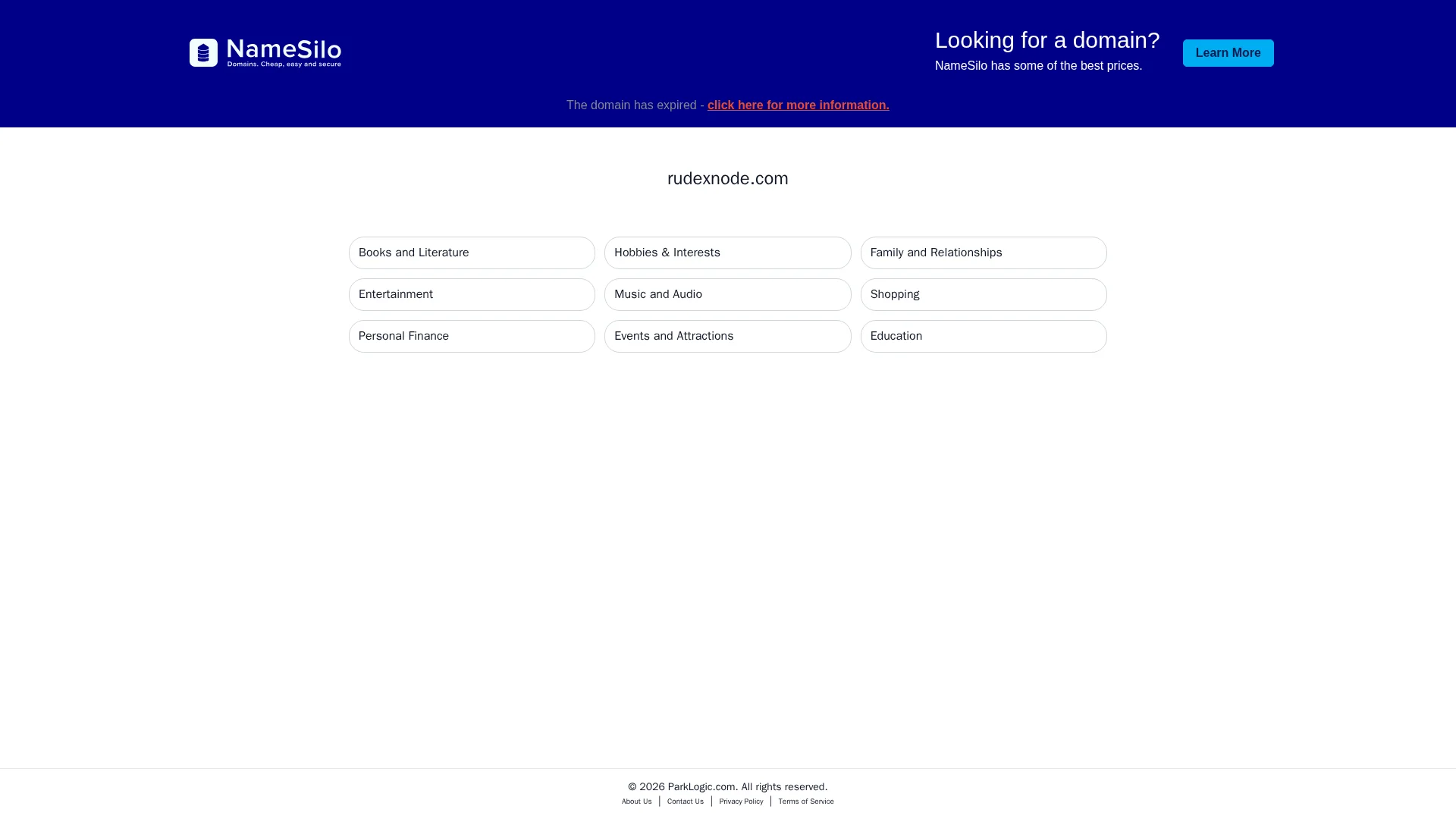 Screenshot of rudexnode.com captured at the last scan