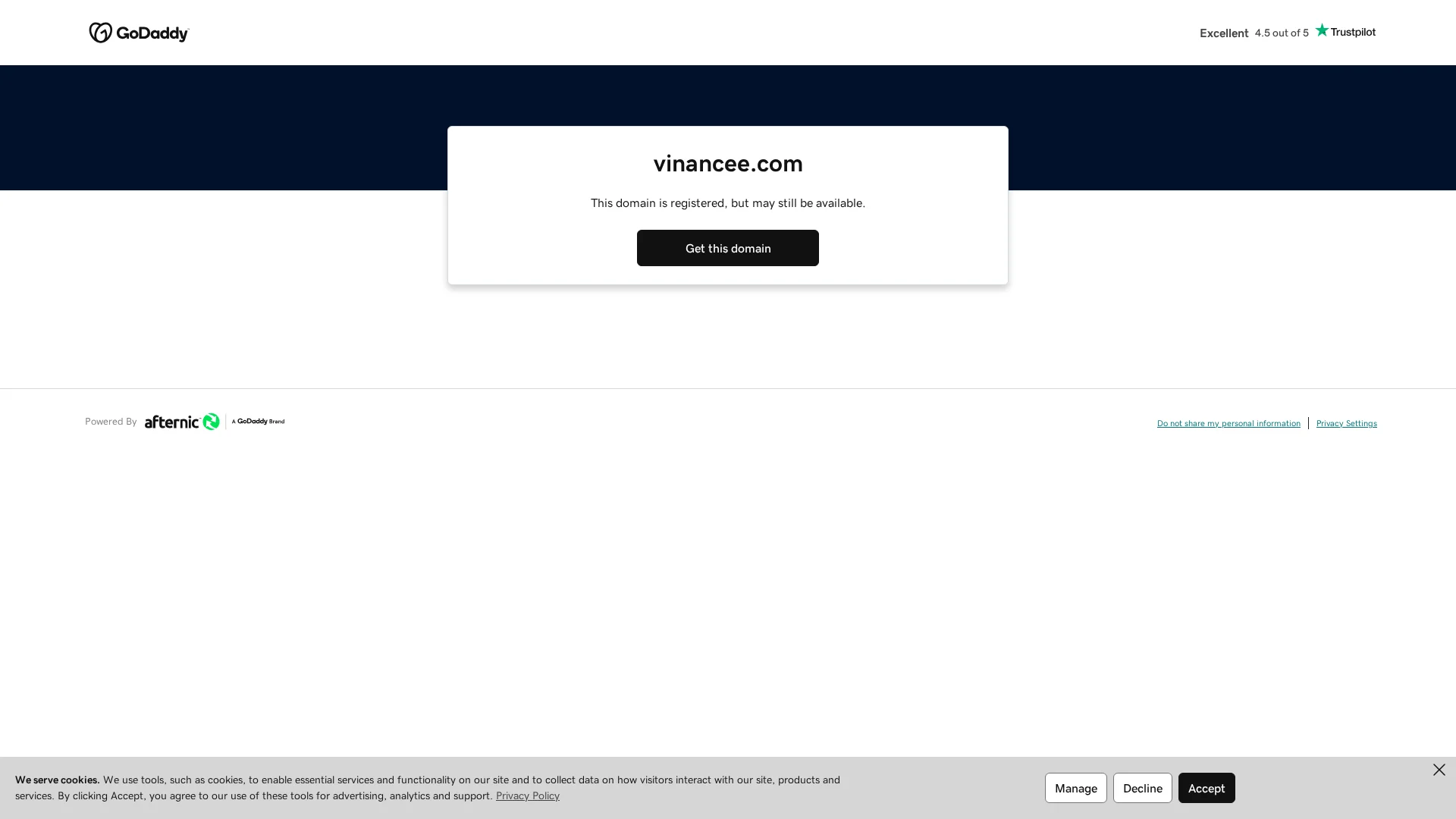 Screenshot of vinancee.com captured at the last scan
