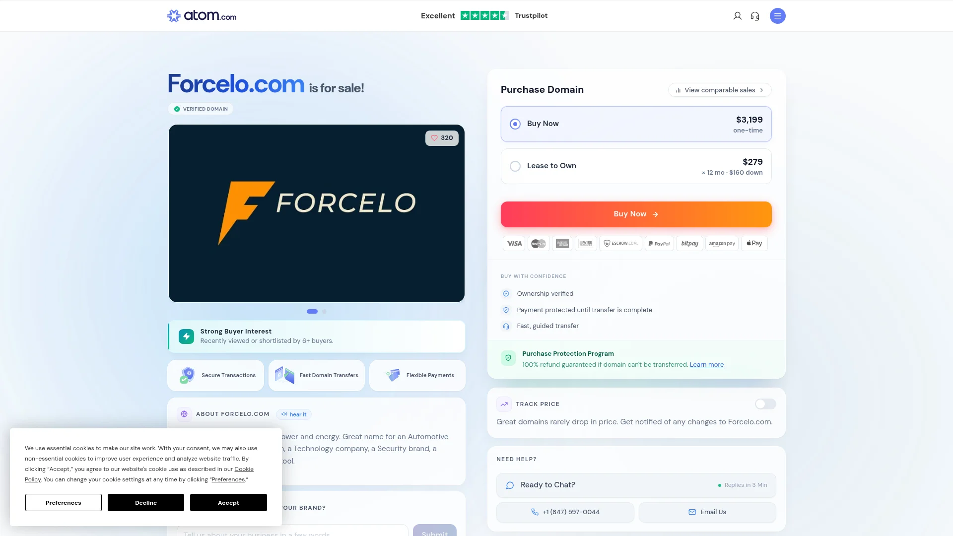 Screenshot of forcelo.com captured at the last scan