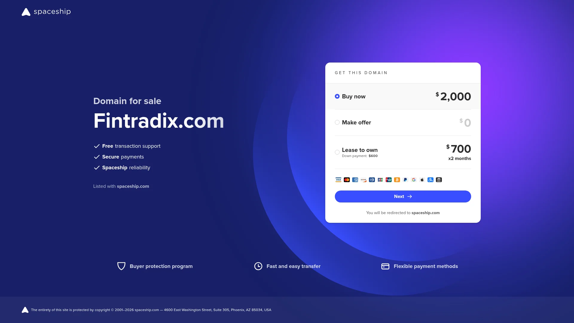 Screenshot of fintradix.com captured at the last scan