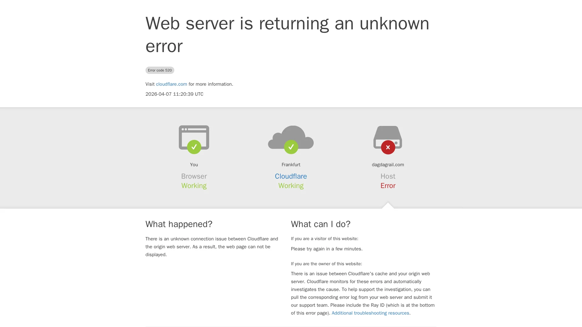 Screenshot of dagdagrail.com captured at the last scan