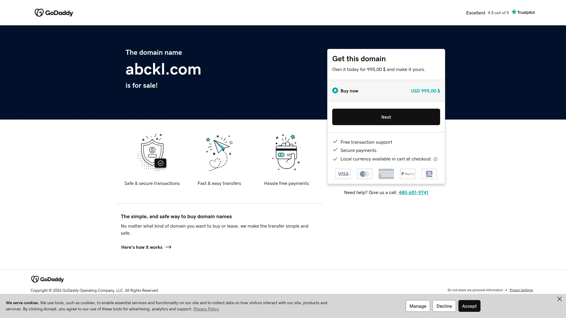 Screenshot of abckl.com captured at the last scan