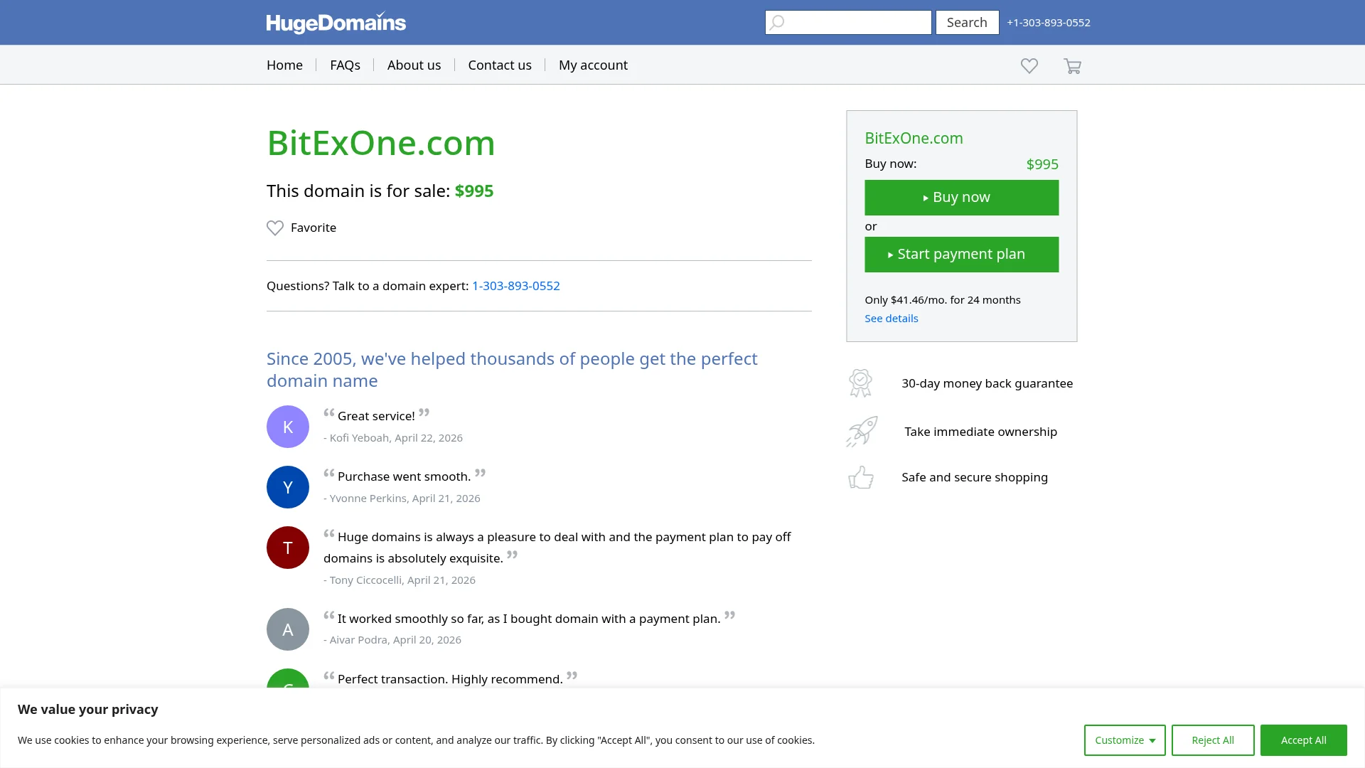 Screenshot of bitexone.com captured at the last scan
