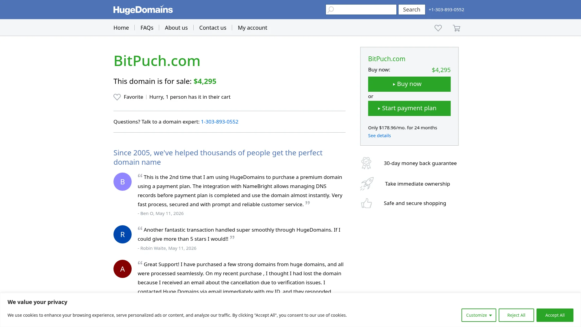 Screenshot of bitpuch.com captured at the last scan