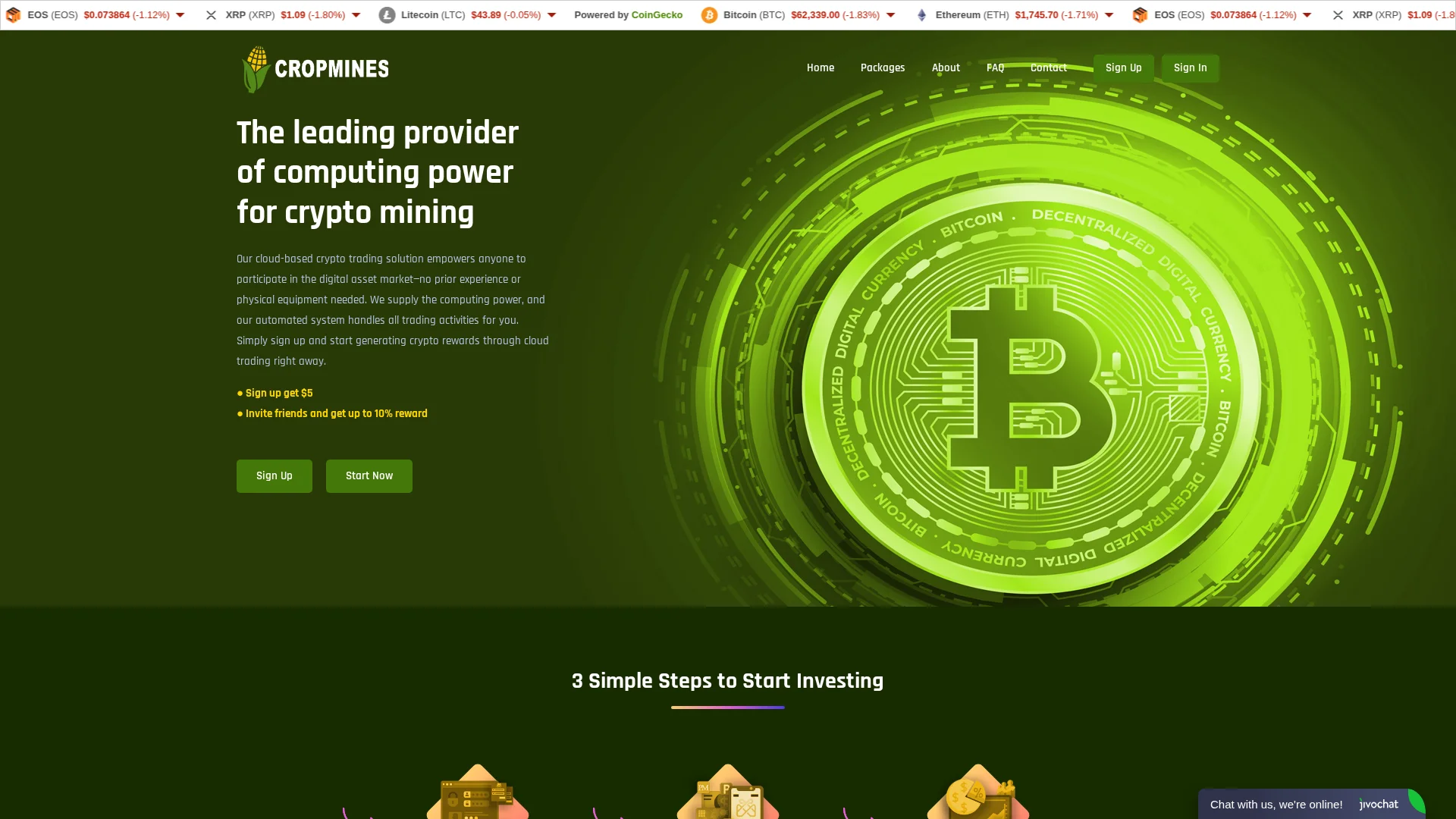 Screenshot of cropmines.com captured at the last scan