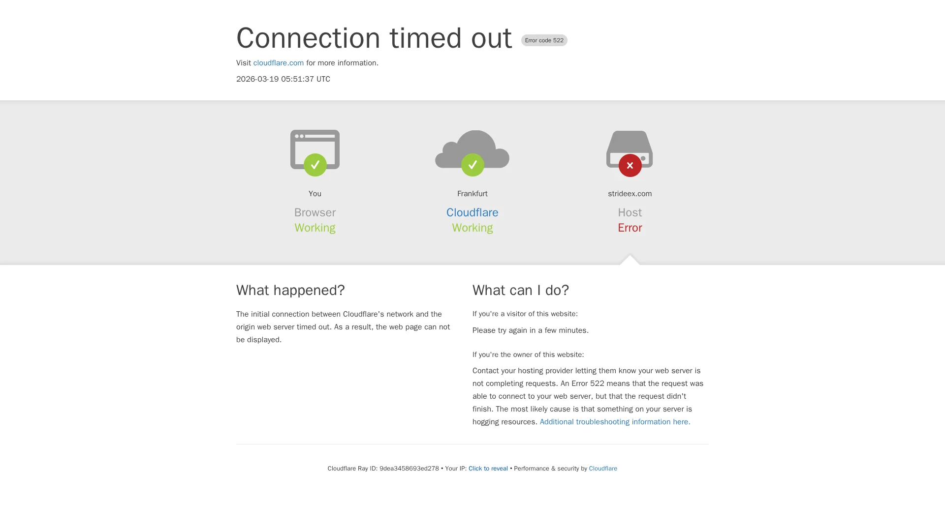 Screenshot of strideex.com captured at the last scan