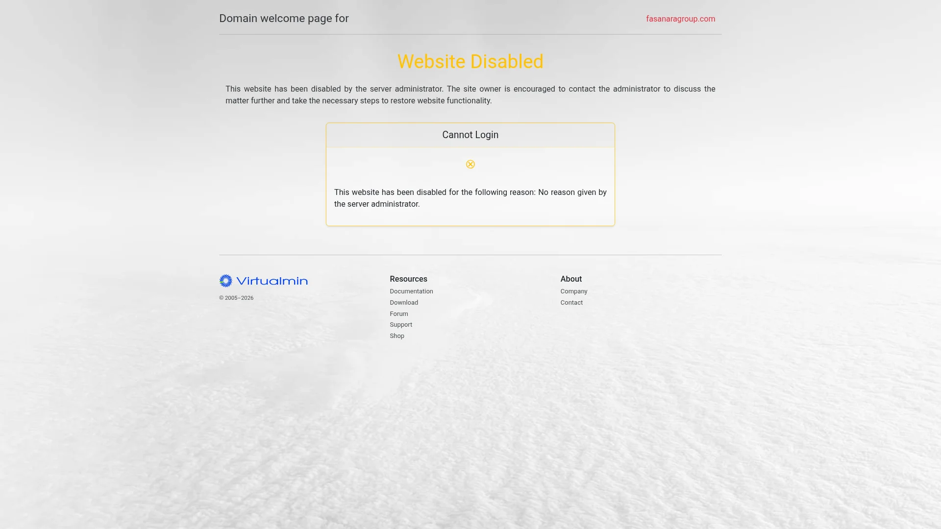 Screenshot of fasanaragroup.com captured at the last scan