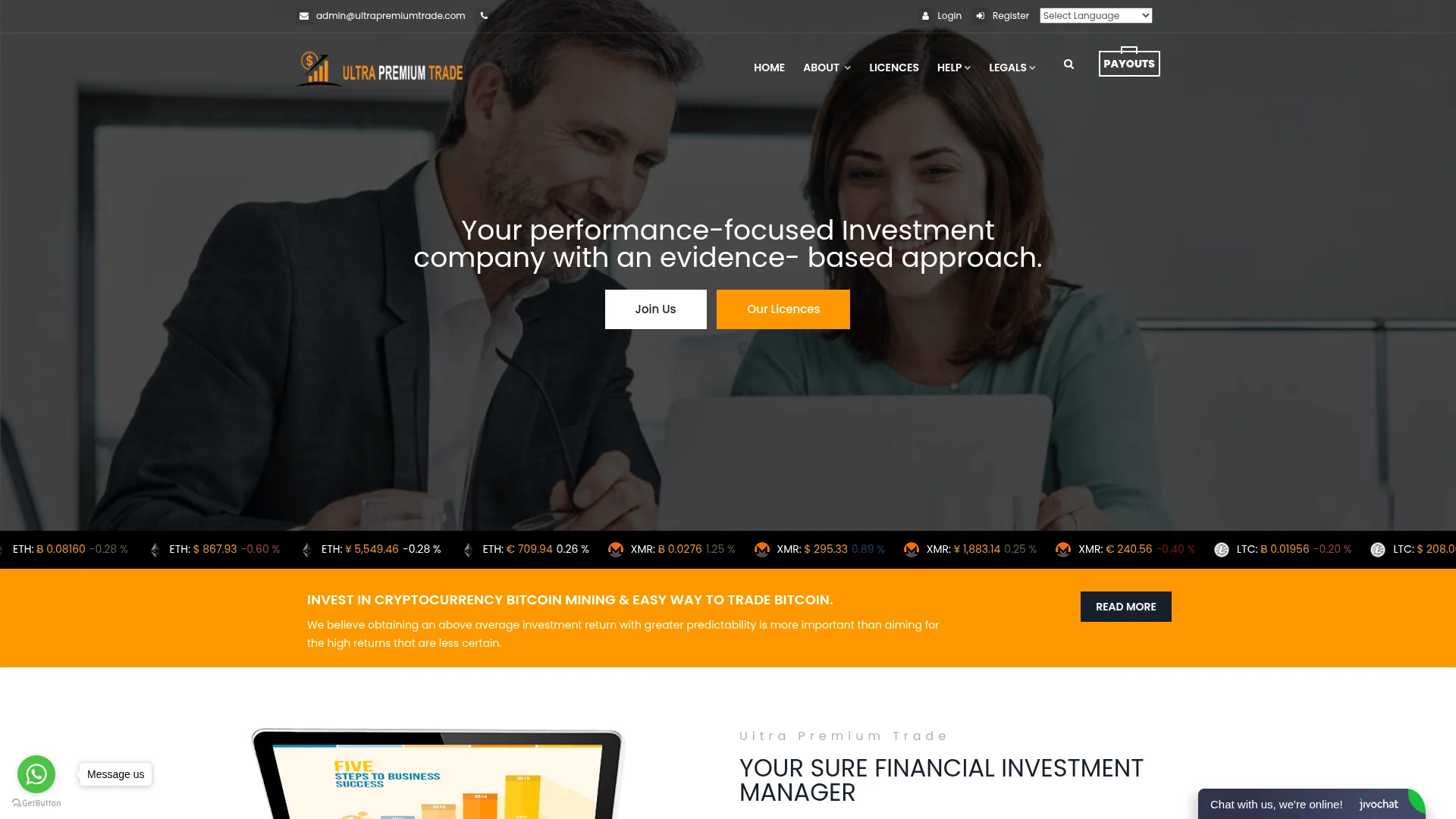 Screenshot of ultrapremiumtrade.com captured at the last scan