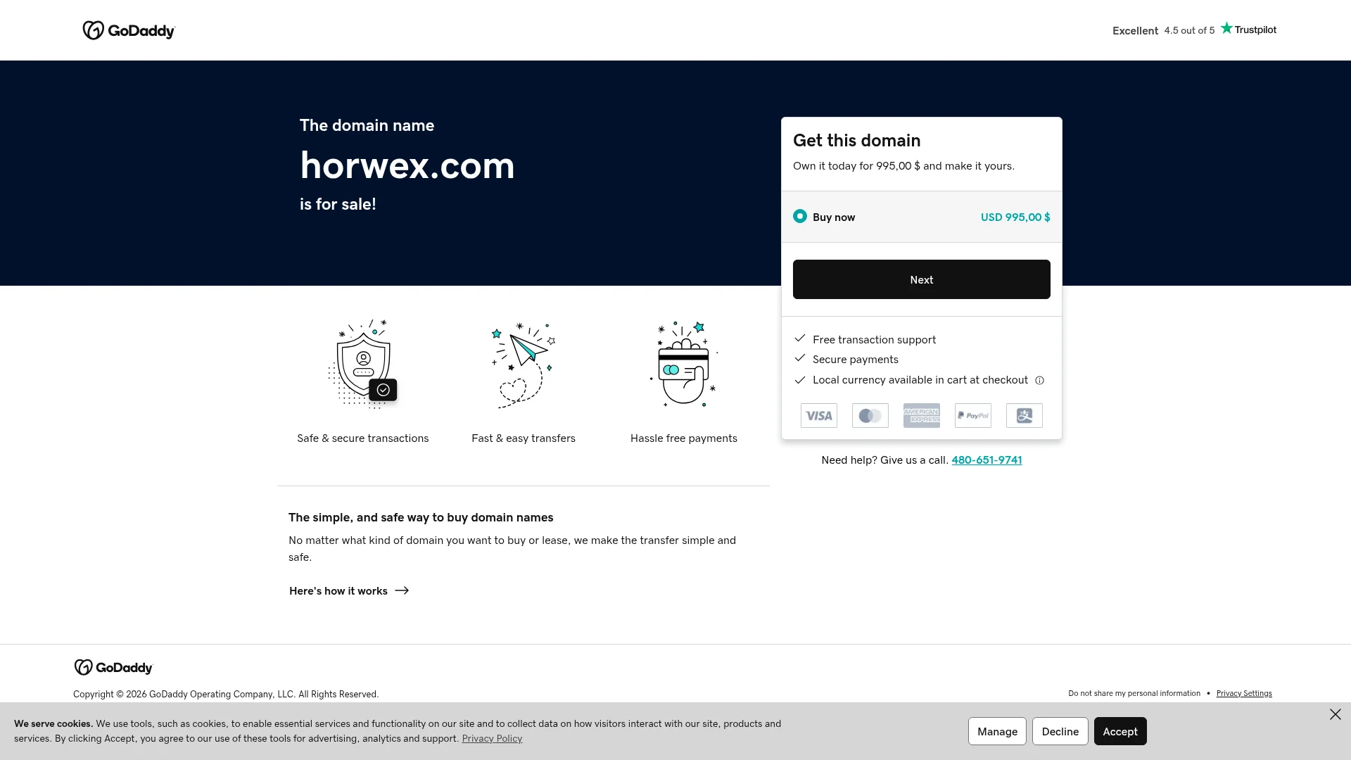 Screenshot of horwex.com captured at the last scan