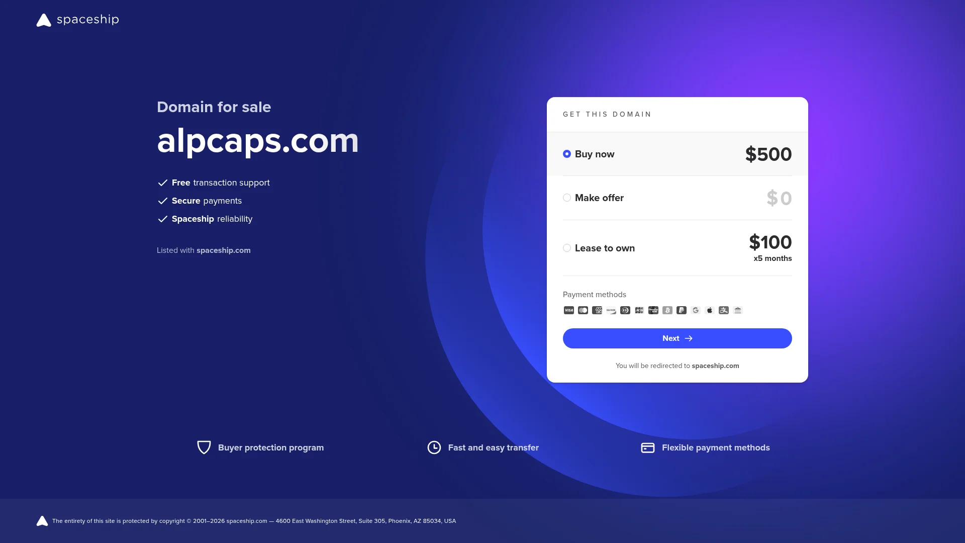 Screenshot of alpcaps.com captured at the last scan