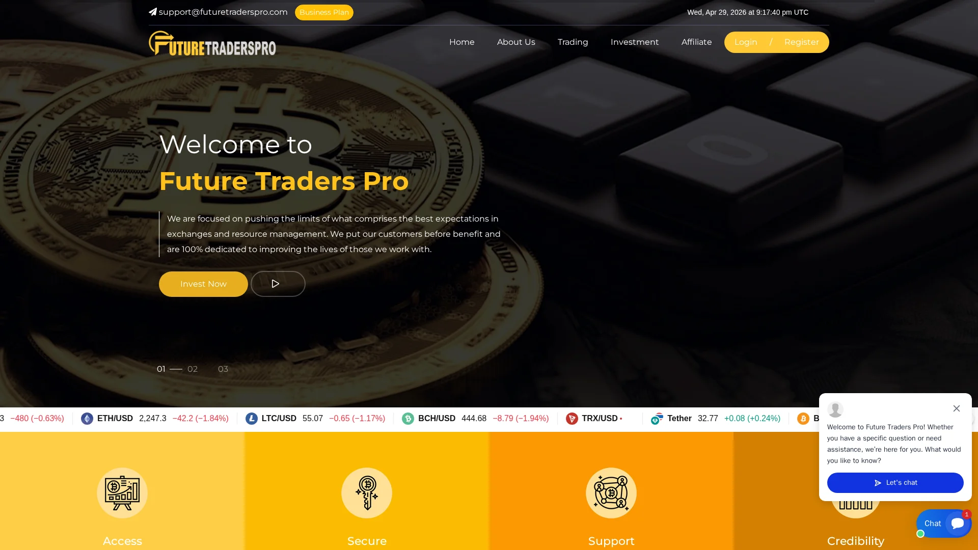 Screenshot of futuretraderspro.com captured at the last scan