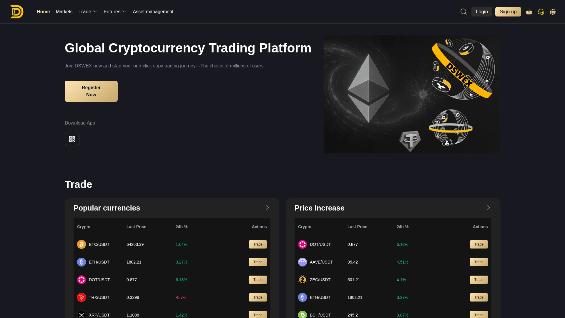 Screenshot of dswex.com captured at the last scan