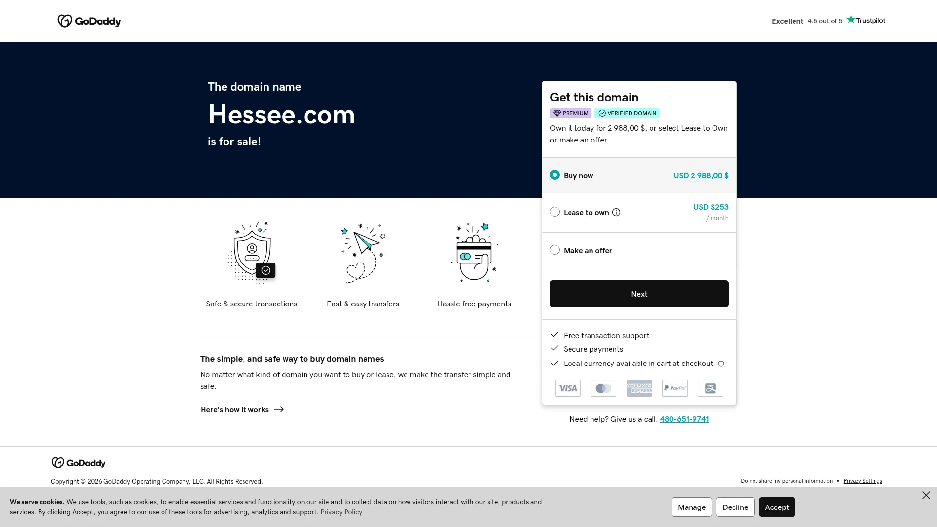 Screenshot of hessee.com captured at the last scan