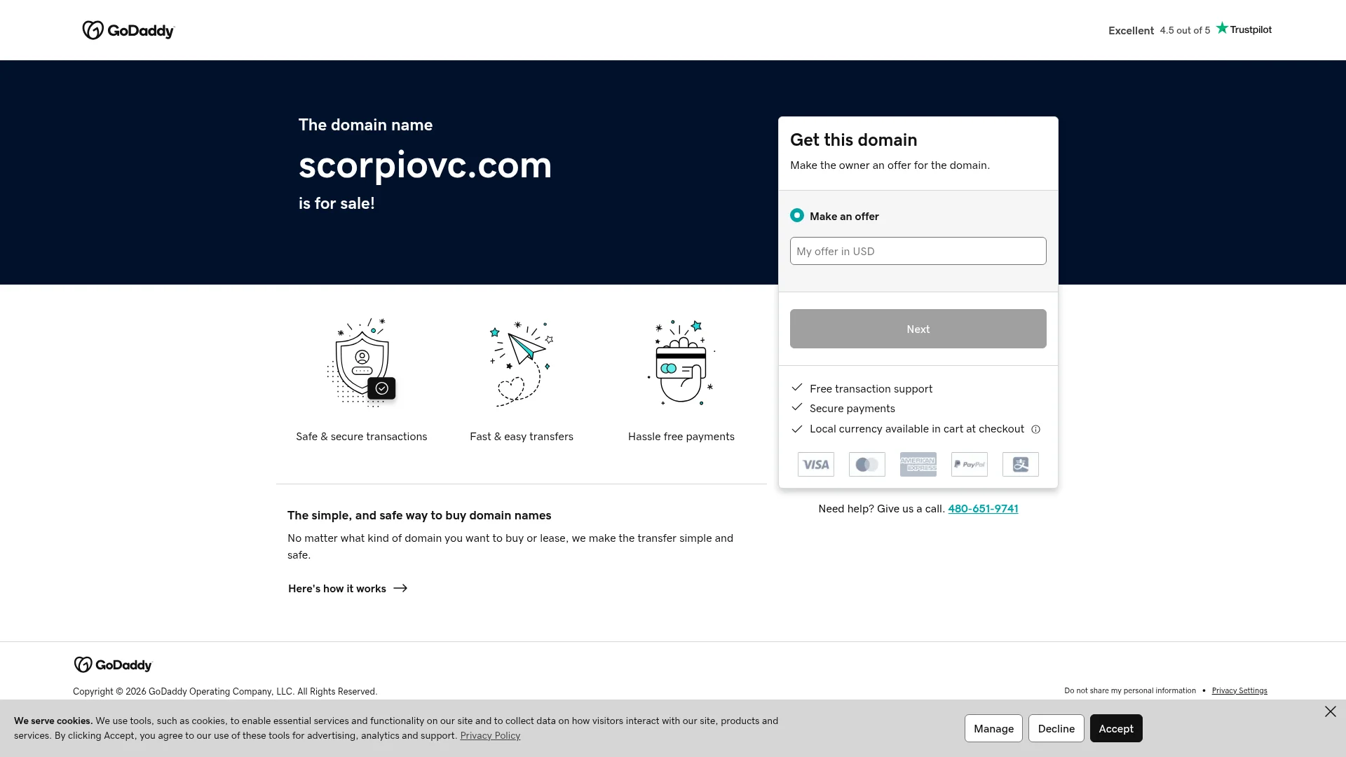 Screenshot of scorpiovc.com captured at the last scan