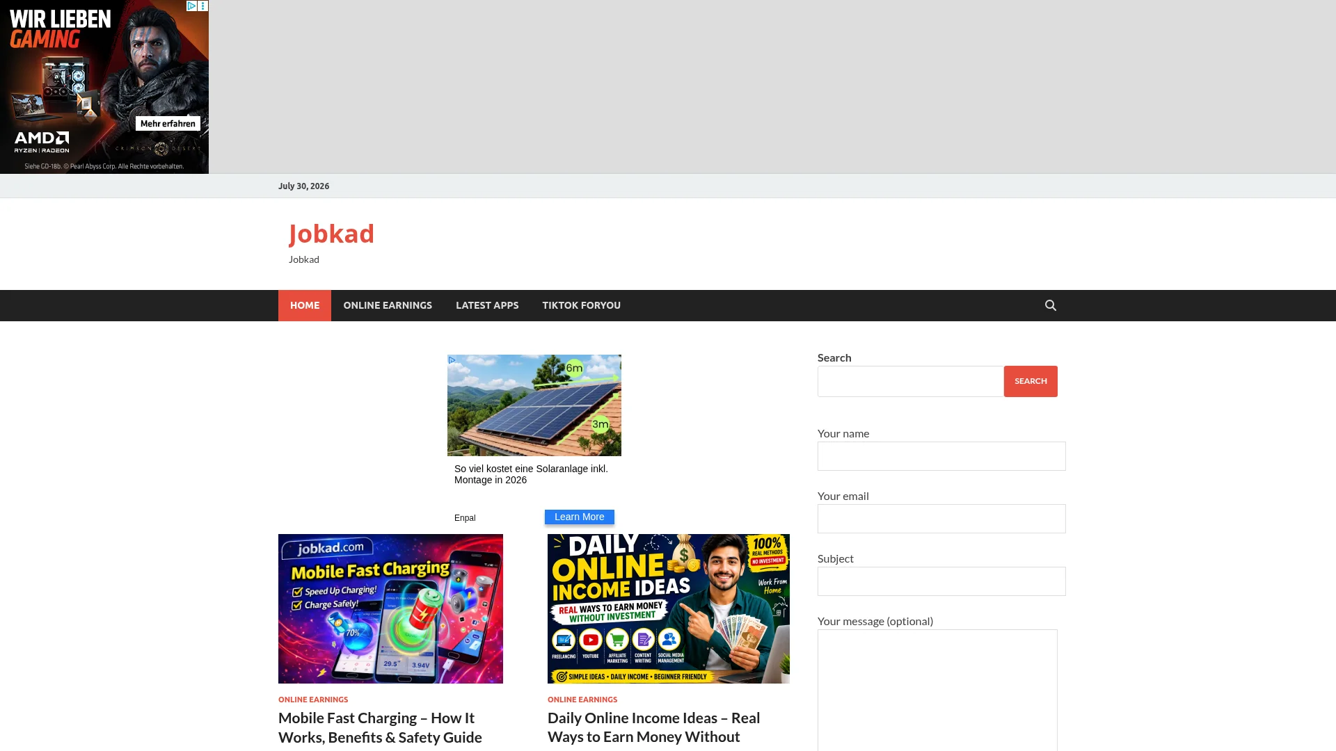 Screenshot of jobkad.com captured at the last scan
