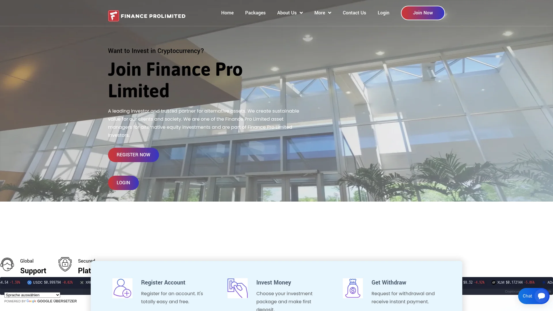 Screenshot of financeprolimited.com captured at the last scan