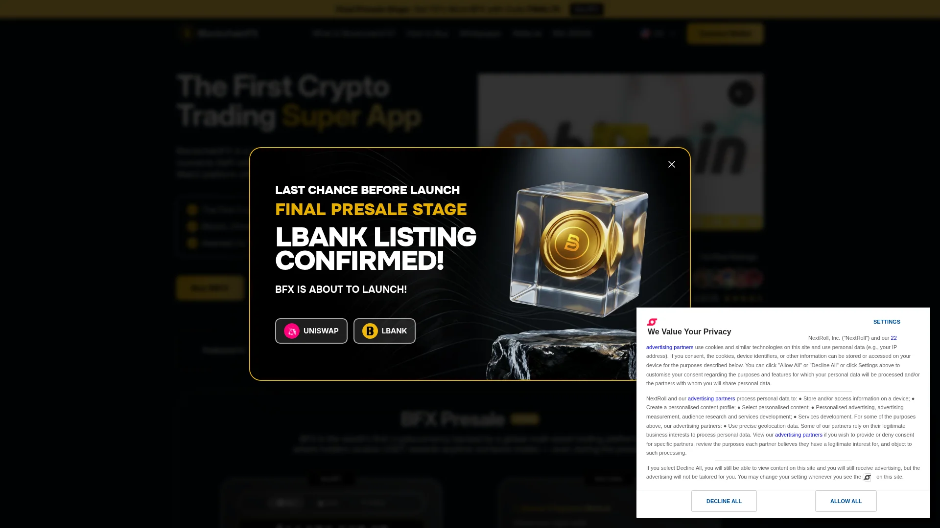 Screenshot of blockchainfx.com captured at the last scan