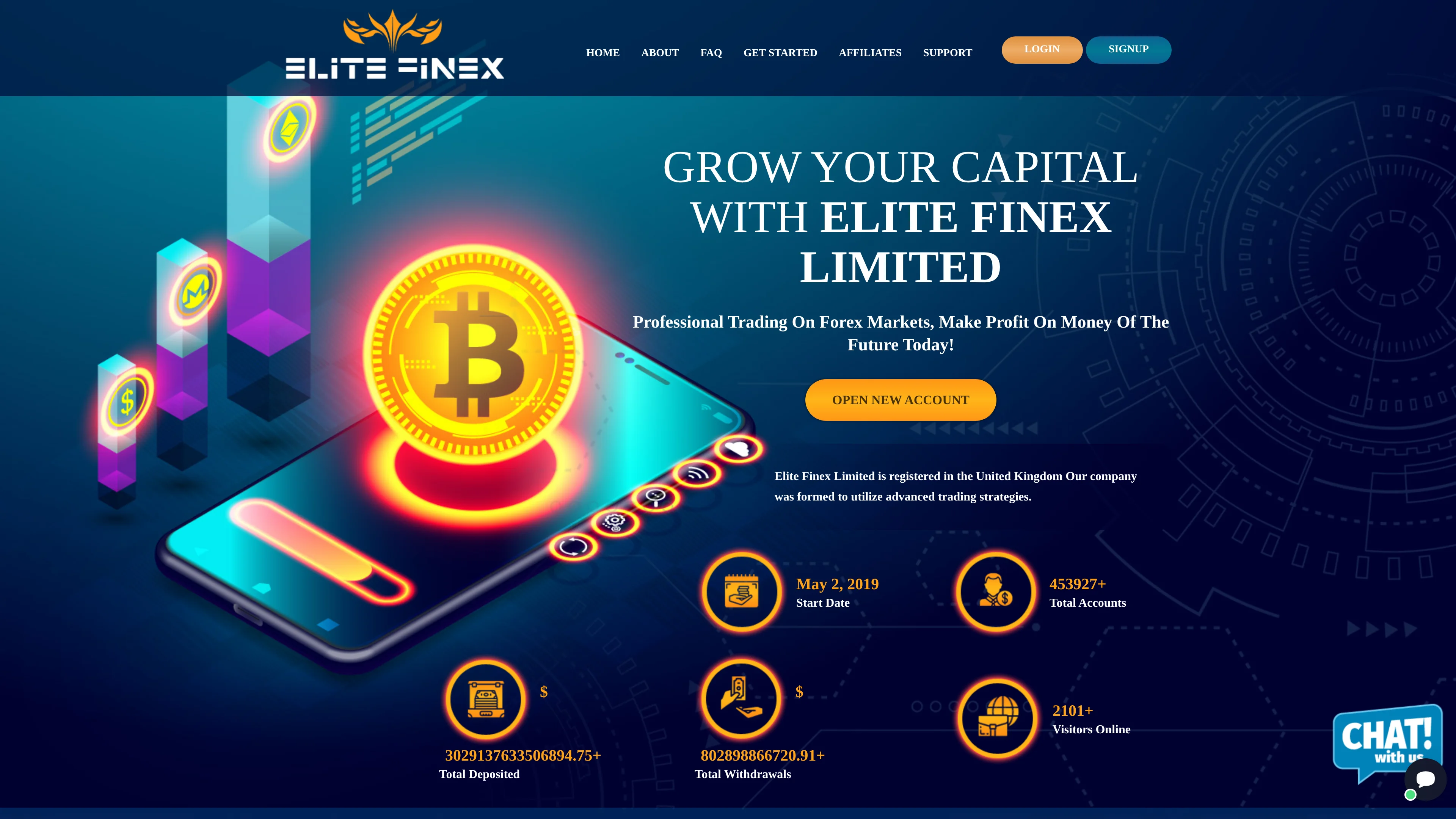 Screenshot of elitefinex.com captured at the last scan