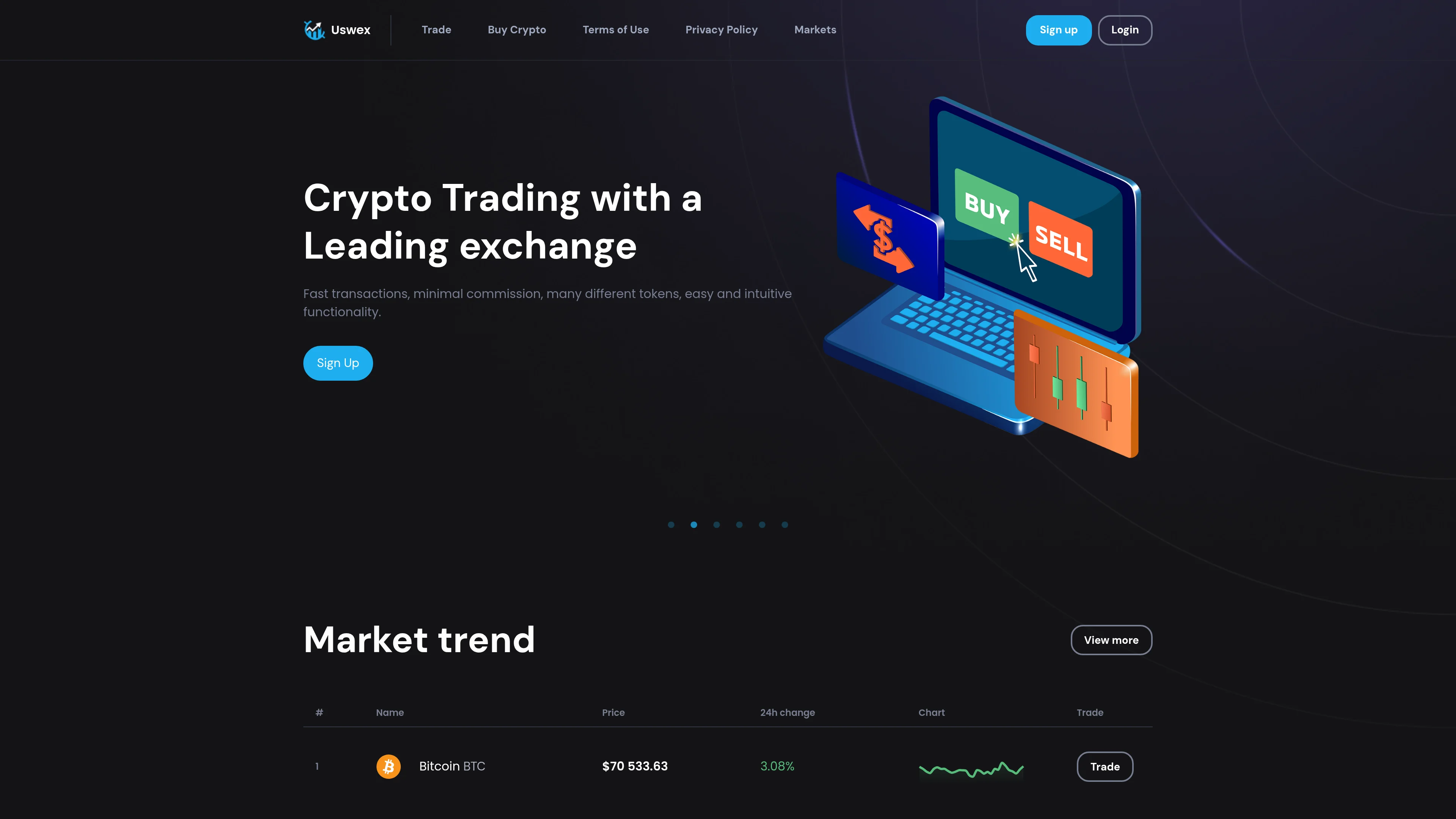 Screenshot of uswex.com captured at the last scan