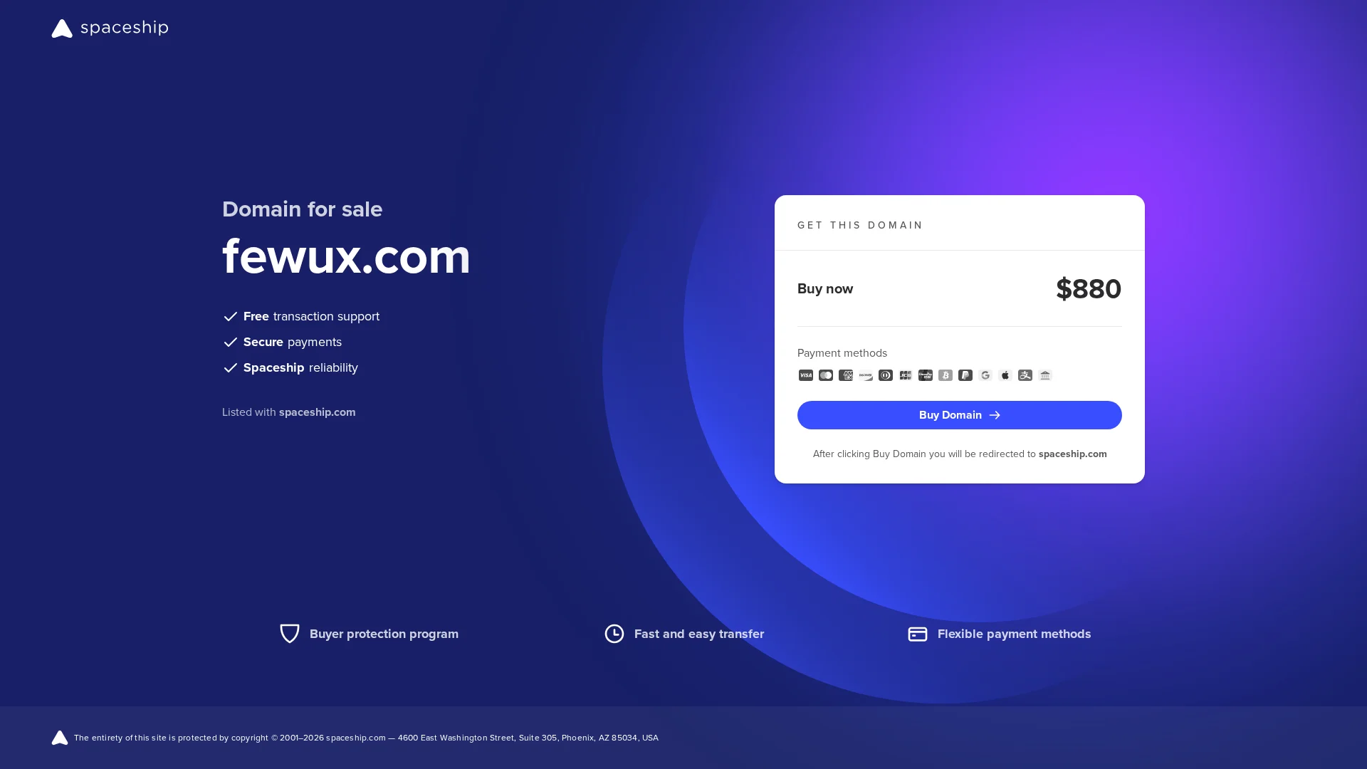 Screenshot of fewux.com captured at the last scan