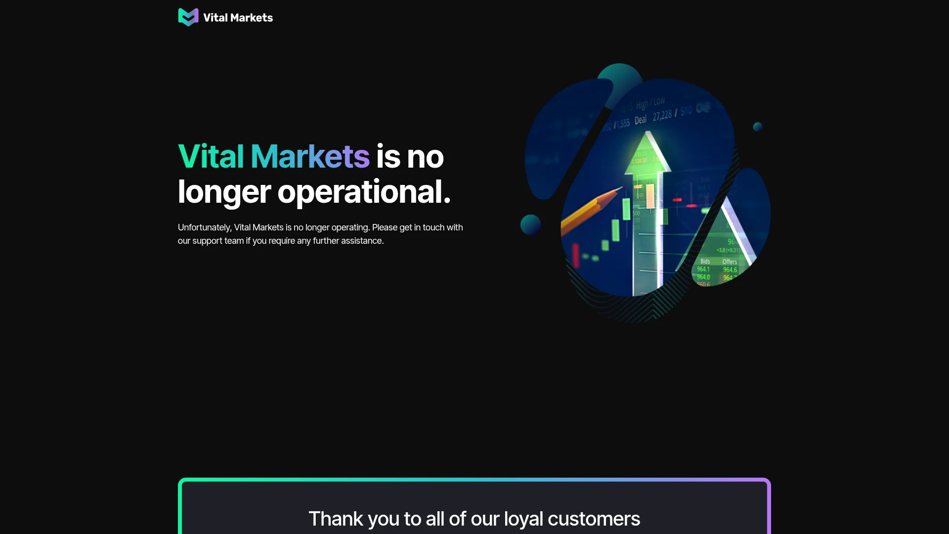 Screenshot of vitalmarkets.com captured at the last scan