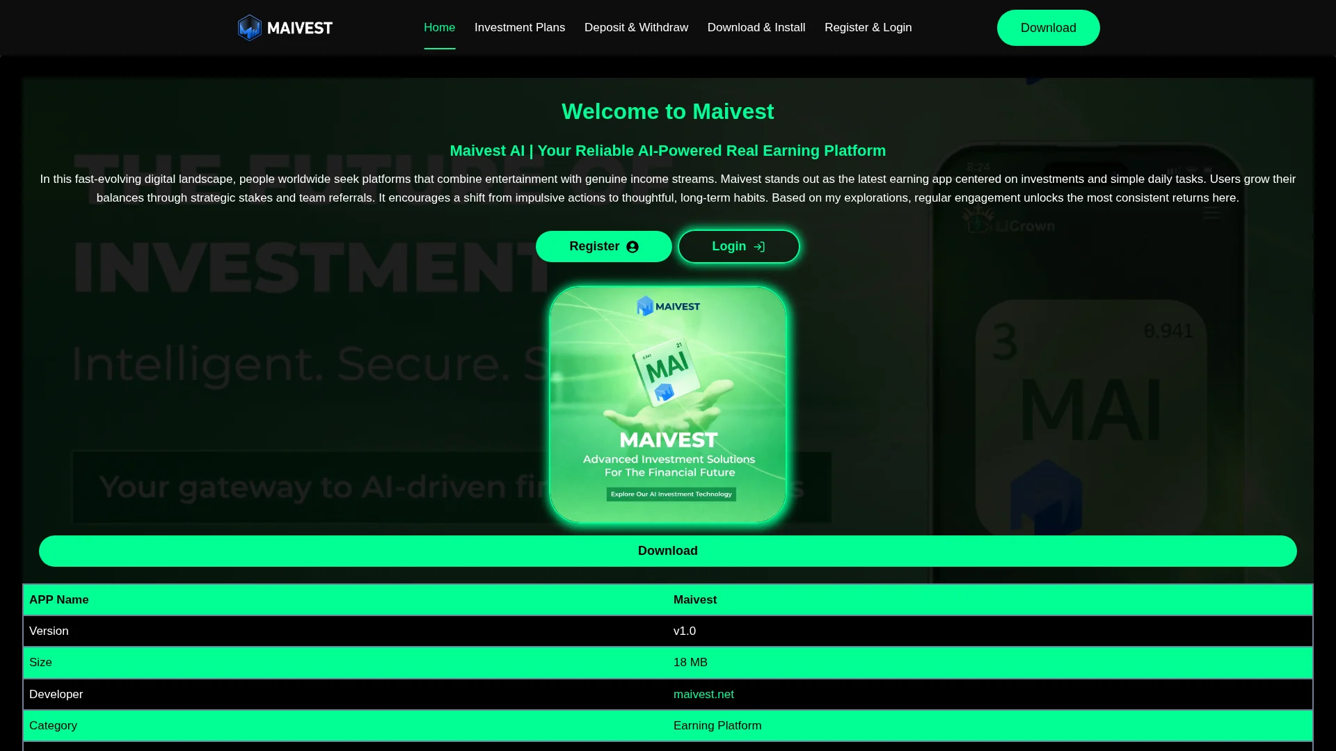 Screenshot of maivest.net captured at the last scan