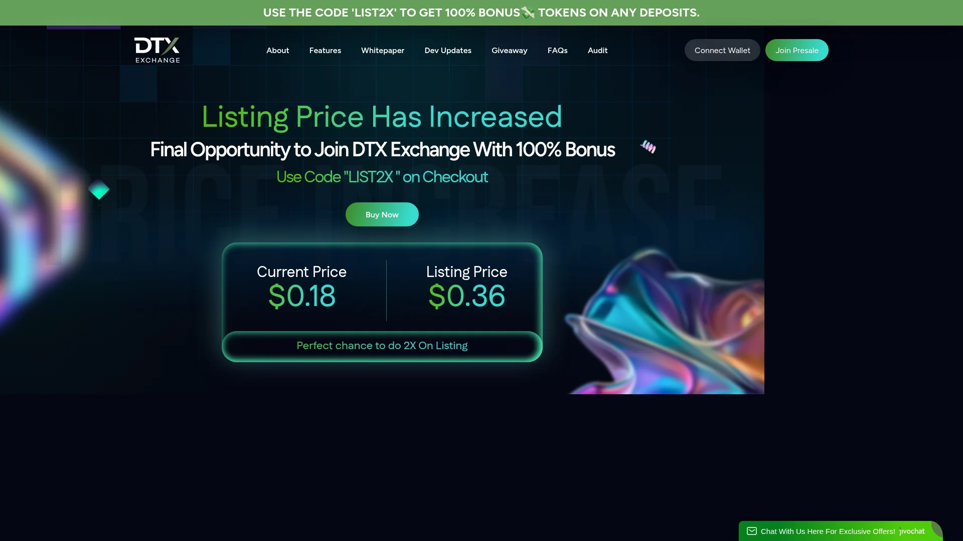 Screenshot of dtxexchange.com captured at the last scan